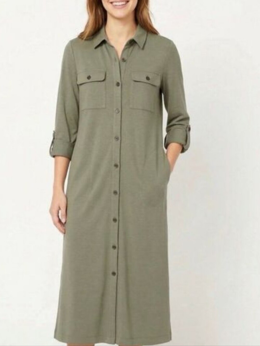 J. Jill Stretch Jersey Maxi Shirt Dress S